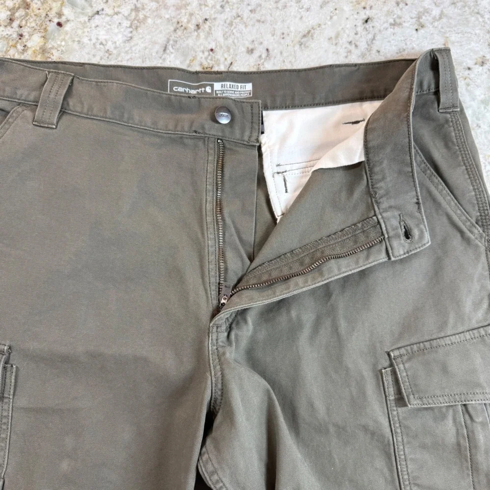Carhartt Rugged Flex Cargo Work Shorts Mens 40 Moss Canvas Relaxed Fit BS3542